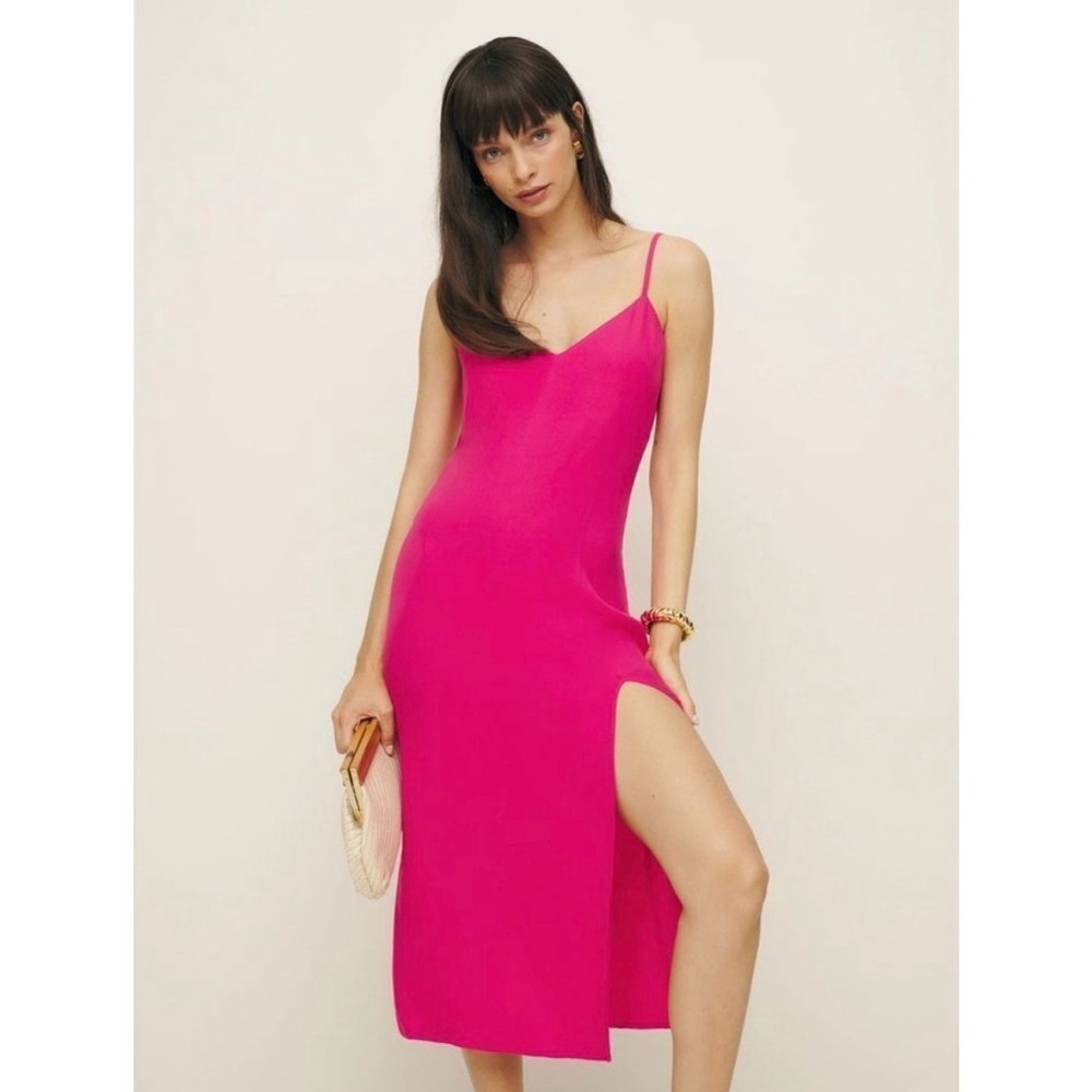 NWT Reformation Crimini Slip Midi Dress in Corvette Pink